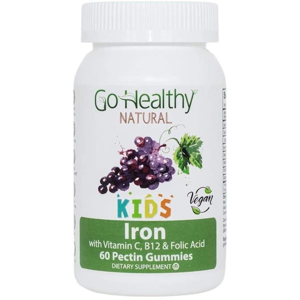 Go Healthy Natural Kids Iron Gummies - Vitamin C, B12, Folic Acid, Vegan, Kosher (U), Halal (60ct) 30