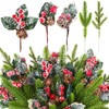 Yunlly 60 Pcs Christmas Artificial Green Pine Needles, Christmas Floral