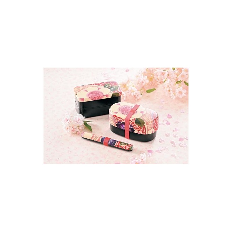 Tatsumiya 830 30480 Cloth Pasting Oval Bento Box, Cherry Blossom