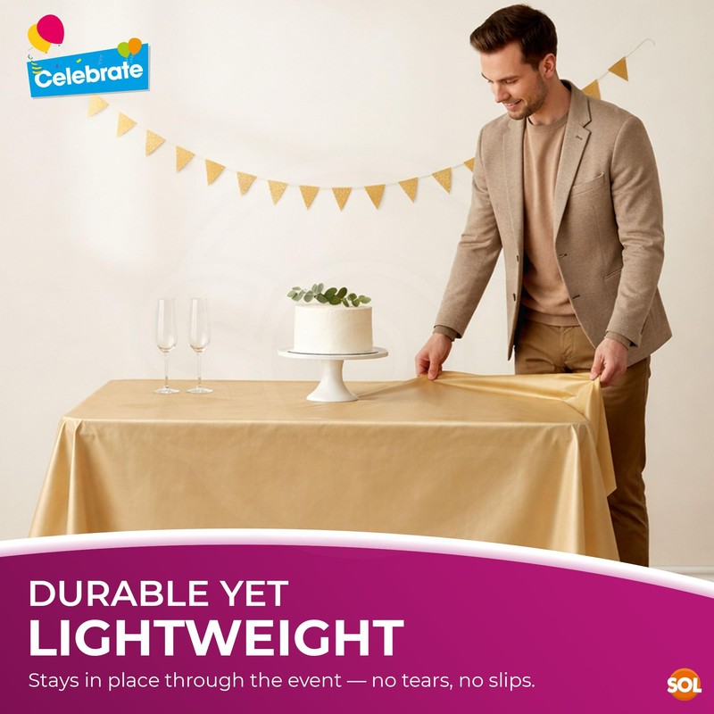 SOL 6pk Gold Square Table Cloths 121 x 121cm -