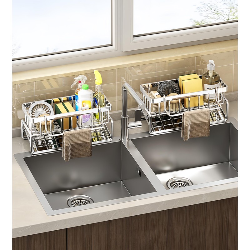 Uwenkjie kitchen sponge holder，Sink box, kitchen accessories - stainless steel