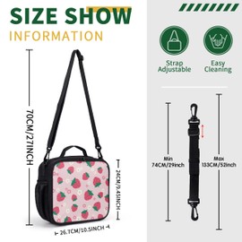 Strawberry Lunch Box for Girls Pink Insulated Thermal Kids Lunch Bag for School Elementary Kindergarten Cooler Bag Lunch Tote Bag Lunchbox for Picnic Camp