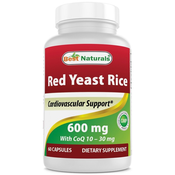 Best Naturals Red Yeast Rice with COQ10 60 Capsules - Contains 600 mg of Red Yeast Rice and 30 mg of CoQ10