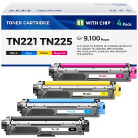 TN221 TN225 Toner Cartridge Set 4-Pack Replacement for Brother TN-221 TN-225 Compatible with MFC-9130CW HL-3170CDW MFC-9340CDW HL-3140CW MFC-9330CDW DCP-9020CDN (1 Black 1 Cyan 1 Magenta 1 Yelllow)