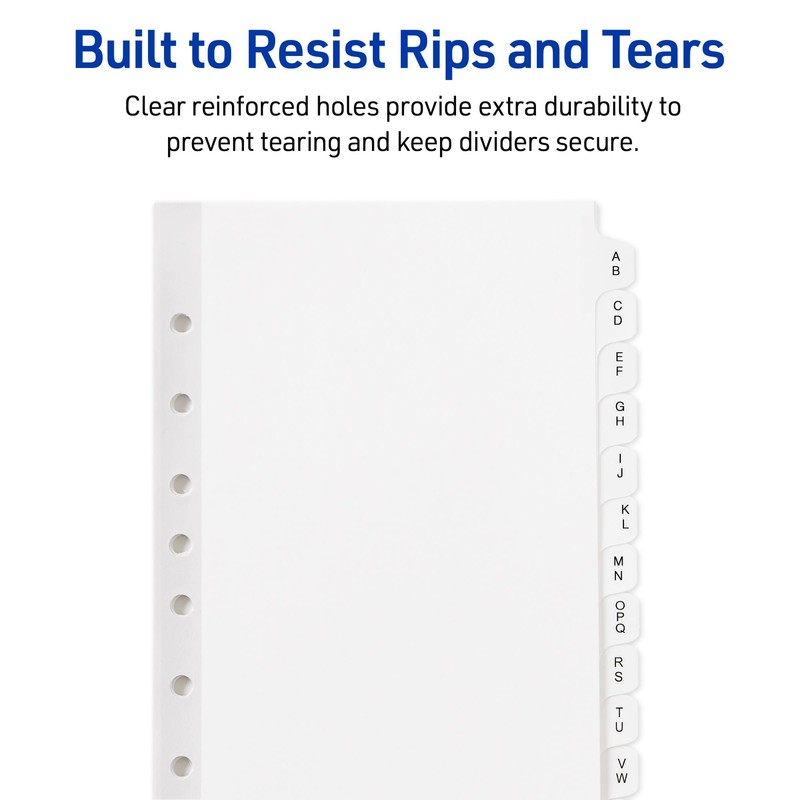 Avery A-Z Dividers, 12-Tab Set, 8-1/2" x 5-1/2", 1 Binder