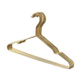 Harbour Housewares Metal Coat Hangers - Gold - 10x Wire Clothes Hangers with Round Trouser Bar and Non Slip Shoulder Notches for Jacket, Suit, Jumper, Dress Wardrobe Storage