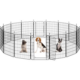 Yaheetech Dog Playpen for Puppy/Small Dogs, Foldable Pet Pen Expandable Fence with Door for Indoor/Outdoor Use, 32 inch 16 Panels