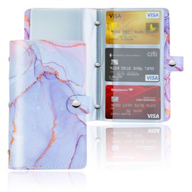 Hennaja Business Card Organizer,Business Card Holder Book Case PU Leather Organization Binder Name ID Card Holder for Men & Women, Up to 96 Cards Capacity(1-Splash Ink3)