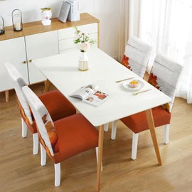 Nmxomug Fall Chair Covers Set of 4,Thanksgiving Parsons Autumn Leaves Dining Chair Protectors,Elastic Removable Washable Dining Chair Covers,Fall Decor for Home