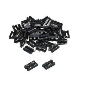 sourcing map DIP IC Chip Socket Adapter Flat Pin 16P 2.54mm Pitch IC Socket for PCB Board Chip 50 Pack