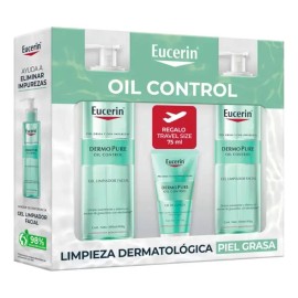 Eucerin Gel Limpiador Dermo Pure 2pzas-400ml + 1pza-75 Ml Mixta Día/noche