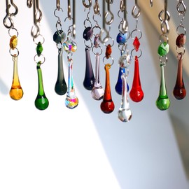 GOLDENHAITAI 12 Pieces Raindrop Crystal Chandelier Prisms, Colored 53mm Hanging Crystal Beads for Window Home Decoration (Multicolor)