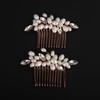 BERYUAN Rose Gold Rhinestone Pearls Wedding Hair Comb Pearls Bridal