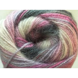 (1) 100 Gram Angora Active Sweet 'n Somber #57797 Pink, Lilac, Grey, White Sport Weight Yarn, 546 Yards