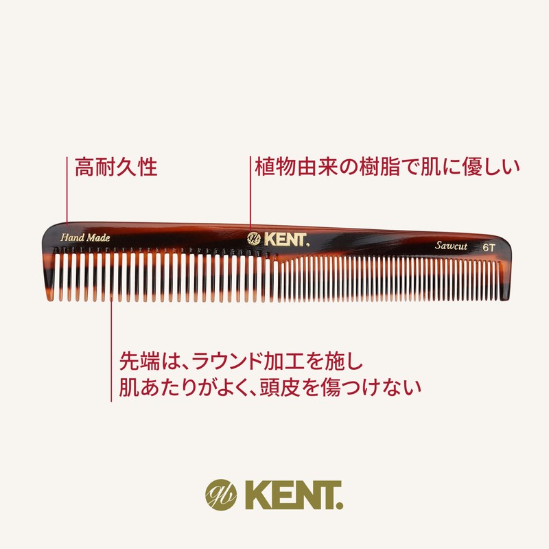 G.B.KENT Kent 175mm Handmade Dresser Hair Comb Worn to British
