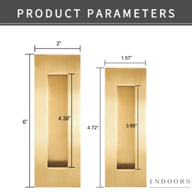 senharvest Recessed Finger Flush Pulls with Edge Pull -Sliding Closet Door Handles Hardware Suitable for Pocket Door,Closet Door,Sliding Doors, Barn Door Handle (Gold, 4.72Inch)…