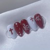 [Handmade Nail Tips] Red Snake Nail Tips - Short Grass