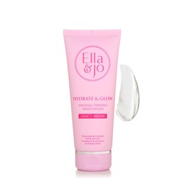 Ella & Jo Hydrate & Glow Gradual Tanning Moisturiser - Light | Medium, Buildable Fake Tan with Hyaluronic Acid, Squalane & Vitamin E, No Transfer Formula, 200ml,