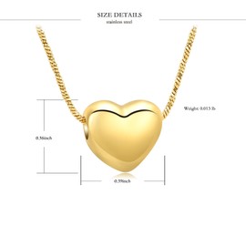 memorial jewelry Tiny Heart Urn Necklace for Ashes for Women Stainless Steel Memorial Loved One Ashes Keepsake Urn Locket Small Cremation Jewelry, Gold