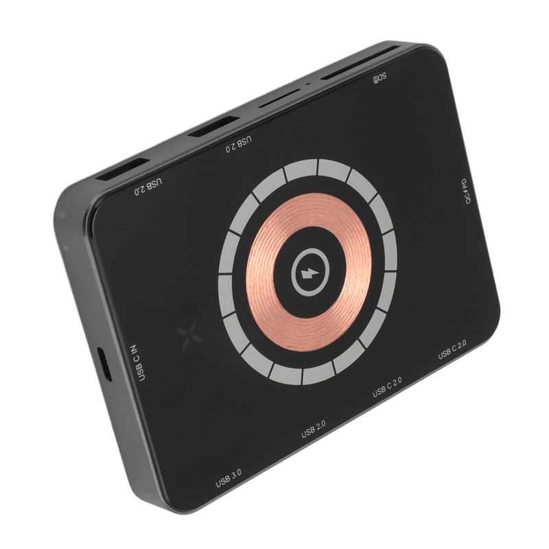 USB C Hub Magnetic Wireless Charging Storage Card Slot Aluminium