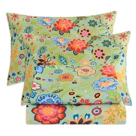 Bedlifes Queen Size Extra Deep Pocket Sheet Sets - Fits Mattresses Up to 18-24" Thick, 4-Piece Microfiber Set with 1800 Thread Count, Soft, Smooth, Breathable, Featuring Floral Sage Green