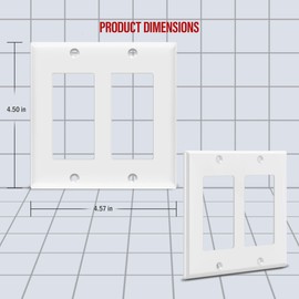 ENERLITES Decorator Light Switch or Receptacle Outlet Wall Plate, Size 2-Gang 4.50" x 4.57", Polycarbonate Thermoplastic, 8832-W-10PCS, White (10 Pack)