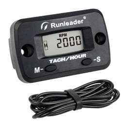 Runleader Digital Tach/Hour Meter,Maintenance Reminder for Lawn Mower Generator Motorcycle ATV Outboard Motor Jetski Chainsaw etc. (Black)