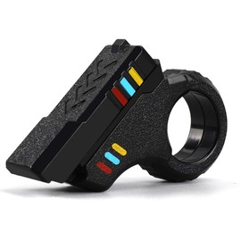 Stress Relief Toys Multifunctional Push Card Finger Slider Fidget Toy 3D Print Textured Spinner Ring Fingertip Flip Integrated Stress Relief Toy (Black)