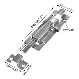 LDEXIN 2Pcs Door Security Slide Latch Lock, 4 inch/100mm Heavy Duty Solid Thicken Steel, Gate Barrel Bolt, Door Lock More Security and Privacy
