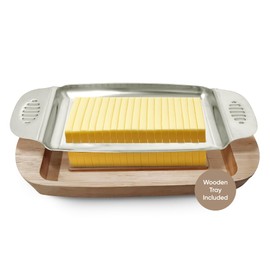 Butter and Cheese Slicer Cutter with Wooden Tray Multipurpose Handheld Butter Cheese, Egg, and Other Soft Food Cutter Dishwasher Safe 1/4 inch slicer Perfect for Holiday Entertaining