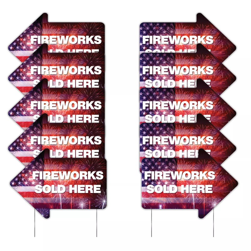 VictoryStore 10-Pack Fireworks Sold Here Yard Sign, 2 sided, 22x16