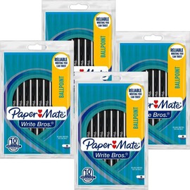 40 x Paper Mate Write Bros Ballpoint Stick Pens | Slim, Easy-To-Hold, Classic Design | Time-Tested Ink for Smooth Writing Performance | 1.0mm Medium Point Nib - Black Ink | For Home, School & Office
