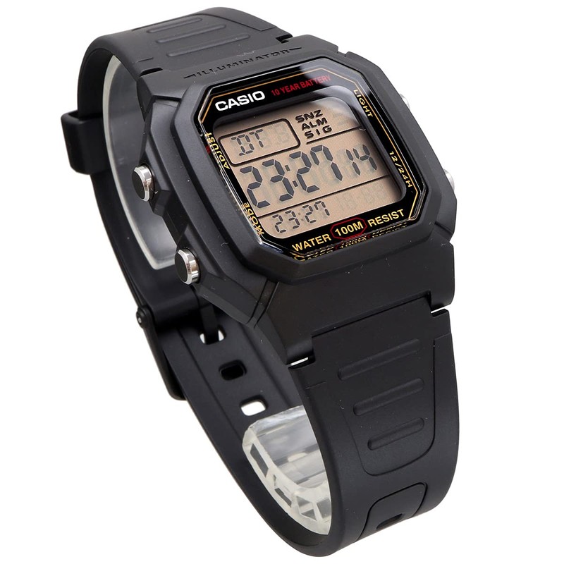 Casio W-800 Series Standard Digital Men's Watch, Gold LCD W-800HG-9AV