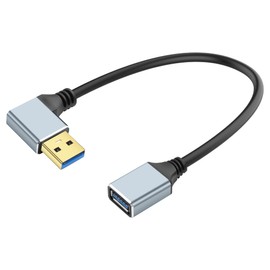 JSADZKJ 90 Degree USB-A 3.0 Short Cable,Left/Right Angle USB Male to Female Data Cable,USB 3.0 Extension Cable5Gbps Data Transmission & Chargingfor Laptops,Mouse,Flash Drive-11.8in (Left Angle)