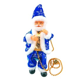 MagiDeal Santa Claus Climbing Beads Musical Toy, Electric Climbing Santa Claus Doll Toy with Music Christmas Tree Ornament, Blue