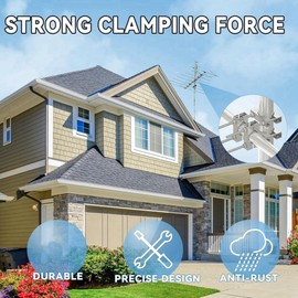 Wisyurt Double Antenna Mast Clamp Kit forTV CB Ham Flag Post V Jaw Block toMast Clamp Mounting Bracket Holder