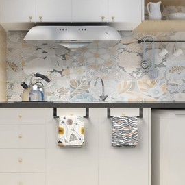 DAIYEE Stainless Steel Over Door Towel Rack Bar Holders for Universal Fit on Over Cabinet Cupboard Doors *2Pcs (Black)