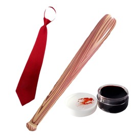 AOVNA 3pcs Adults Zombie Killer Costume Inflatable Baseball Bat Red Tie Fake Blood Gel for Robber Outfit Fancy Dress Up Party