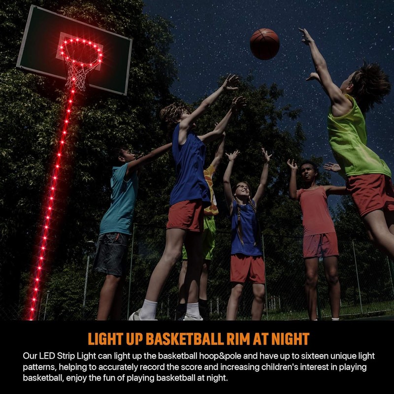 W WHEEL UP Basketball Hoop Lights Waterproof Remote Control Basketball