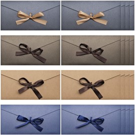 Pack of 20 Envelopes for Greeting Cards, 22 x 11 cm, Pearl Colour with Bow for Gift Cards, Business Cards, Invitations, Letters