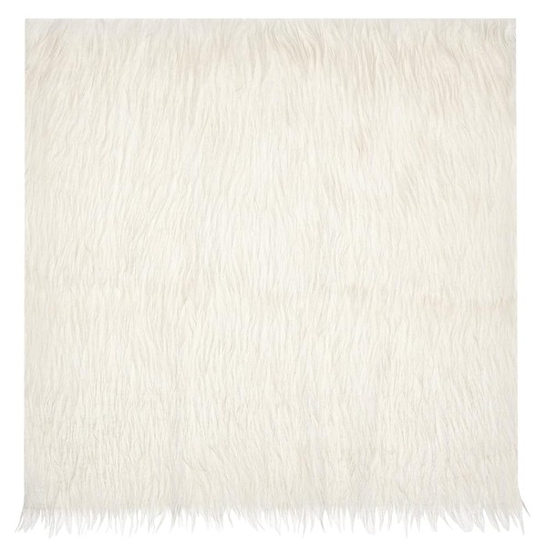 BENECREAT 40 x 40 cm Beige Faux Fur Fabric, Soft