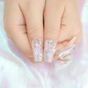 Sethaxy Handmade Nail Tips, 10 Pieces, Long Ballerina Tips, Rhinestones,