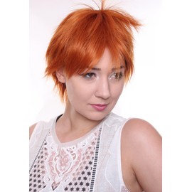 Prettyland C1419 - Short Hair Wig Wild Fringed Pixie Layered Cut for Everyday Women Men - Red Orange