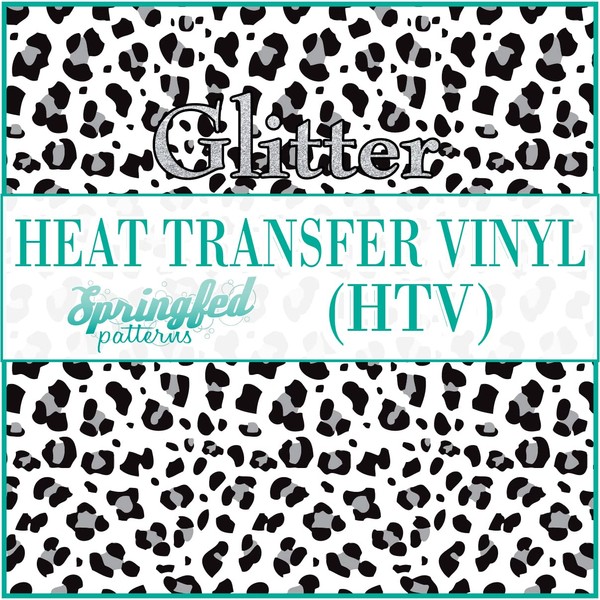 White & Black Leopard Spots Pattern #3 Glitter HTV 12x18
