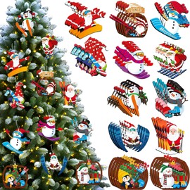 48PCS Christmas Tree Decorations,Green Christmas Ornaments - Cute Wooden Hanging Ornaments for Christmas Tree - Christmas Decor Indoors Home Party Gifts ﻿