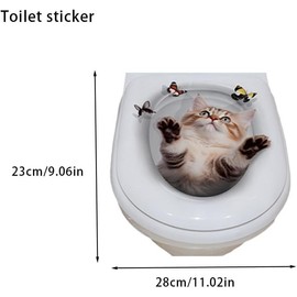 Mouthed Kitten 3D Sticker for Toilet,3D Bathroom Toilet Sticker,Animals 3D Wall Stickers,Stickers for Seat Cover,Cute Decal for,Waterproof Removable Lid Decal Bathroom Decor