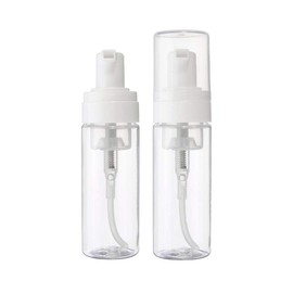 UTENEW 2-Piece Plastic Foamer Bottle Clear Pump Dispenser Mini Travel Size Foaming Soap Face Wash 1.7 Oz, No leaks!