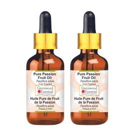 Greenwood Essential Pure Passion Fruit Oil (Passiflora edulis) with Glass Dropper Natural Therapeutic Quality Cold Pressed (Pack of Two) 100 ml x 2 (6.76 oz)