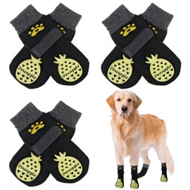 BEAUTYZOO Anti-Slip Dog Socks,Dog Shoes for Hot/Cold Pavement,Paw Protectors with Grips 3 Pairs for Puppy Small Medium Large Senior Old Dogs,Dog Socks to Prevent Licking and Hardwood Floor Protection