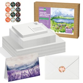 KOVIEDE 30 Pack Blank Foldable Watercolor Cards with Envelopes 5''x7'', 10 Sheets Watercolor Postcards, 140lb/300gsm Heavyweight 100% Cotton Cards for Painting, Greeting, Birthday Valentine